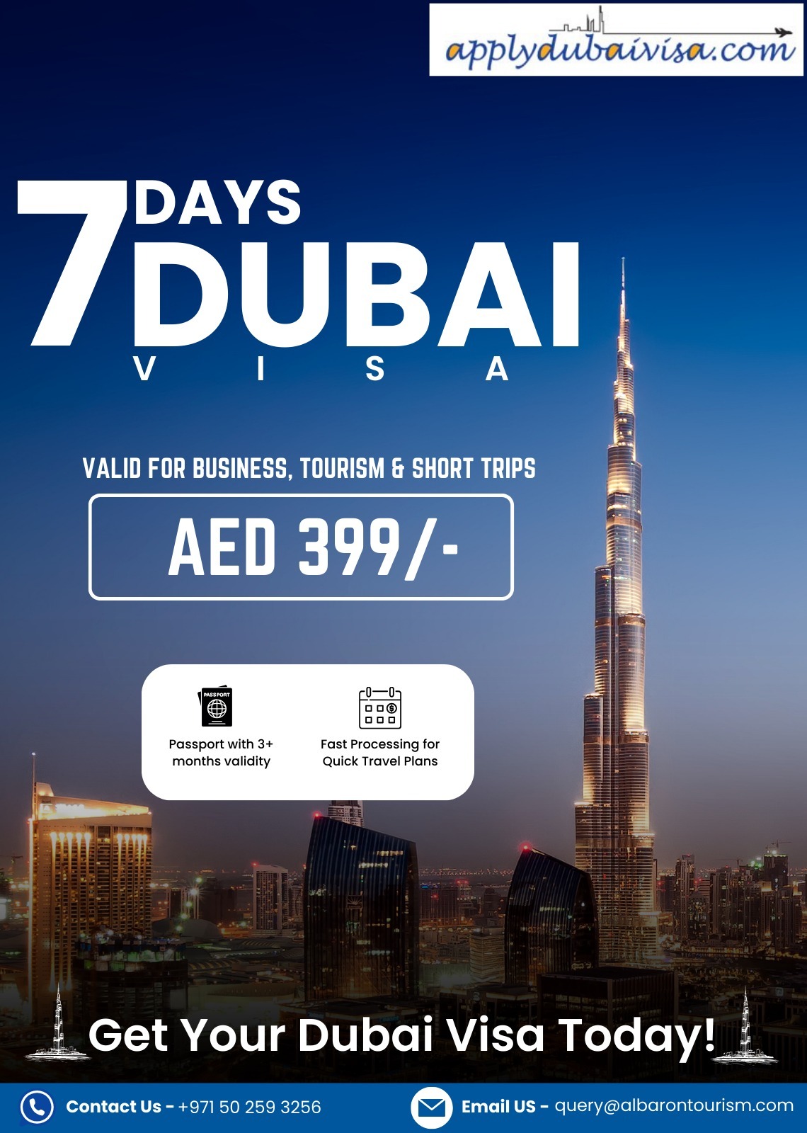 dubai visit visa price 1 week